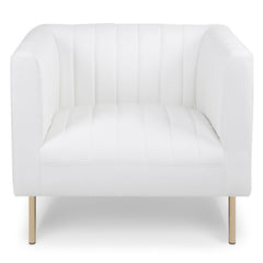 Fauteuil moderne à coutures verticales Sacramento Simili Blanc
