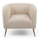 Fauteuil à pieds métal doré et tissu bouclette beige