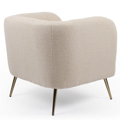 Fauteuil moderne Bombaro pieds métal doré et Tissu bouclette Beige