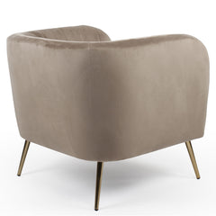 Fauteuil Benife moderne pieds métal doré et velours taupe