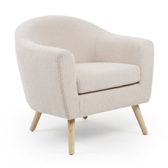 Sillón Aliph escandinavo tejido de bouclé de lana crema
