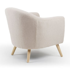 Sillón Aliph escandinavo tejido de bouclé de lana crema
