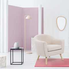 Sillón Aliph escandinavo tejido de bouclé de lana crema