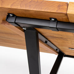 Table à manger rectangulaire style industriel 150cm Rustica Bois de manguier et Métal Noir