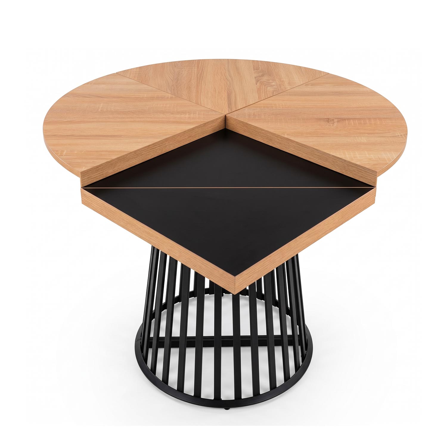 Table modulable ronde ou carrée Flipflap 100cm Chêne clair ou Noir