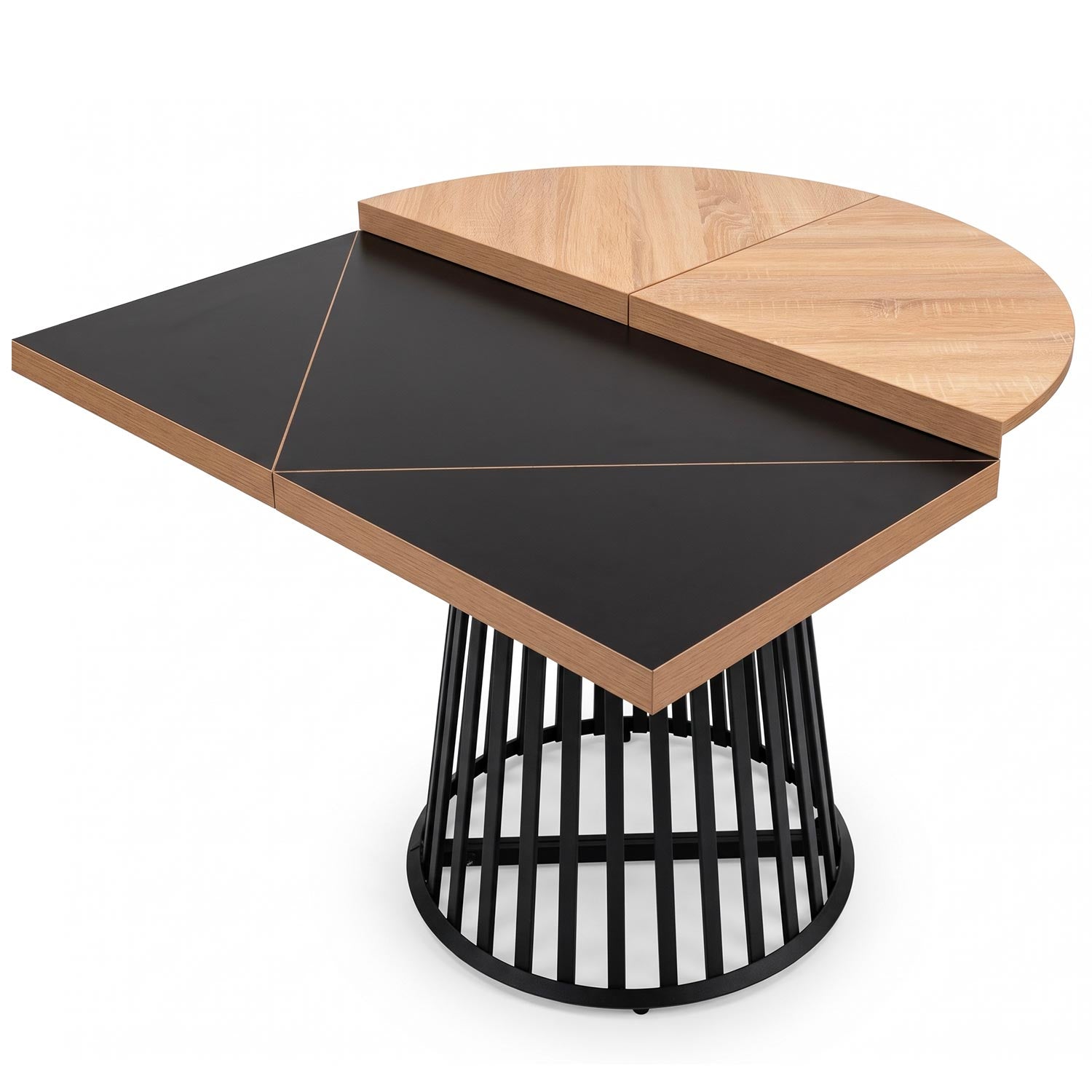 Table modulable ronde ou carrée Flipflap 100cm Chêne clair ou Noir