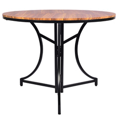 Table ronde pliante gain de place Foldine Ø80cm Métal Noir et Bois noisette