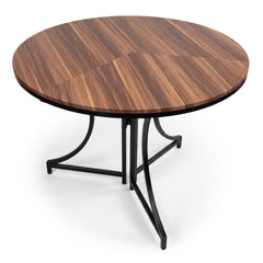 Table ronde pliante gain de place Foldine Ø80cm Métal Noir et Bois noisette