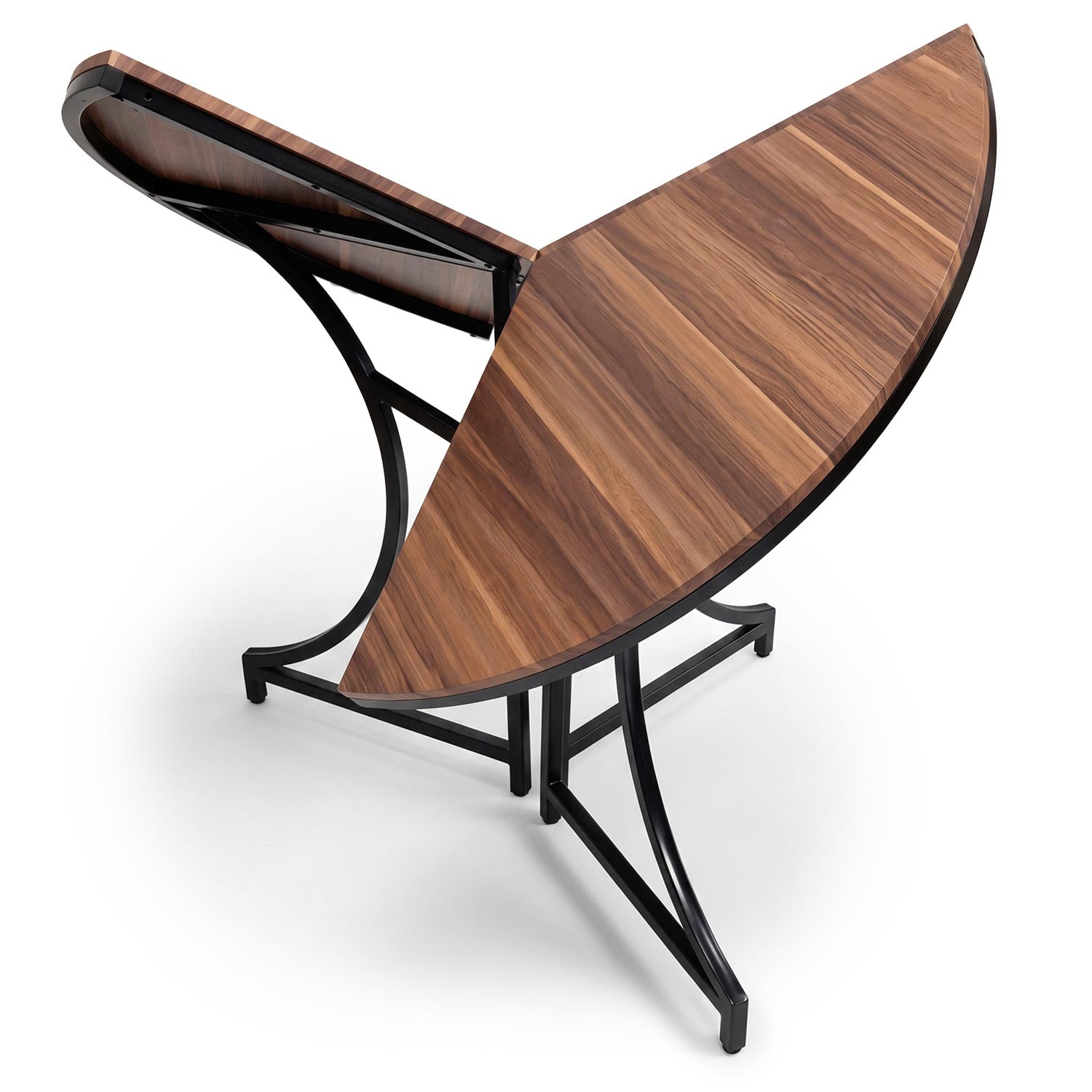 Table ronde pliante gain de place Foldine Ø100cm Métal Noir et Bois noisette