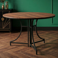 Table ronde pliante gain de place Foldine Ø100cm Métal Noir et Bois noisette