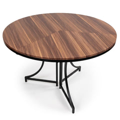 Table ronde pliante gain de place Foldine Ø100cm Métal Noir et Bois noisette