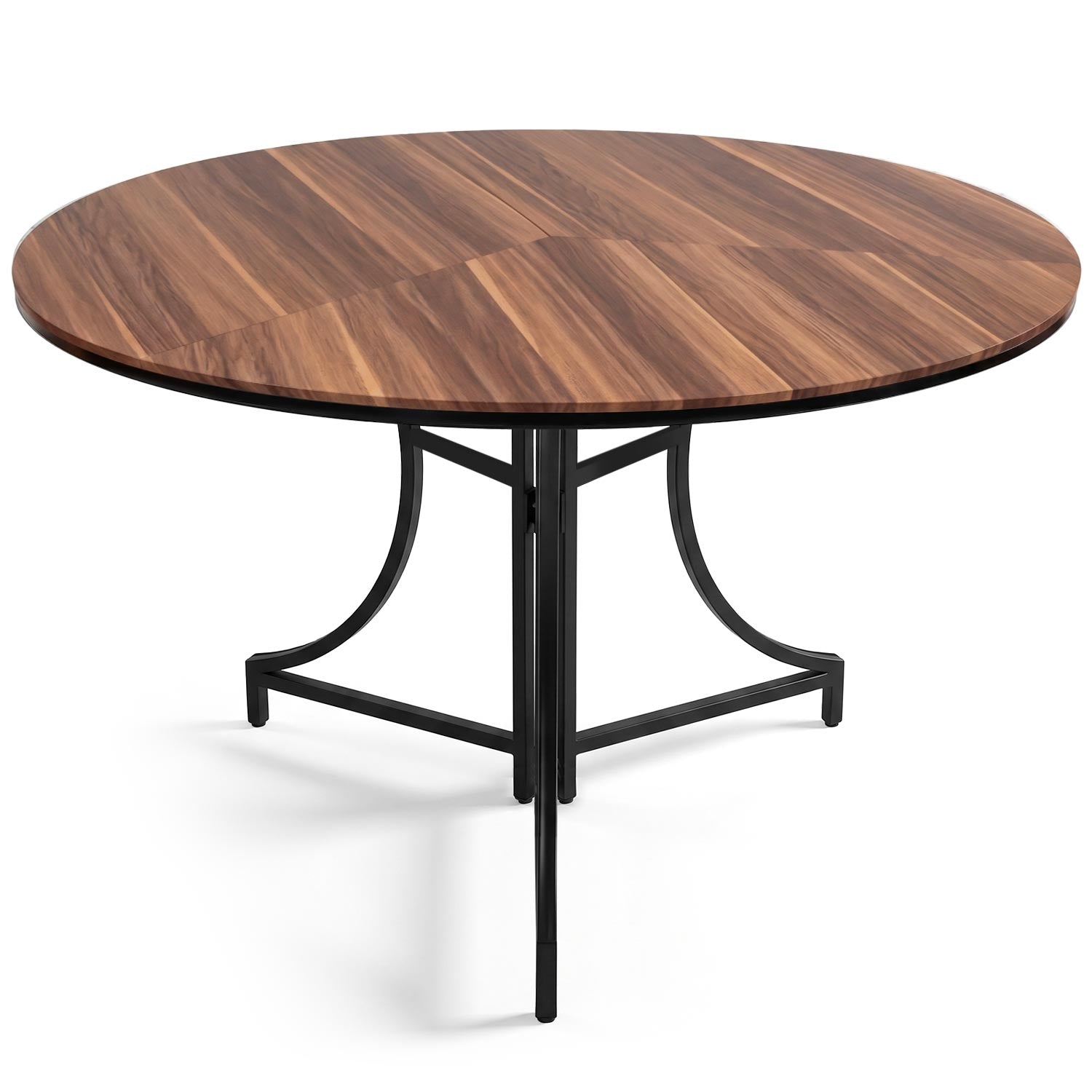 Table ronde pliante gain de place Foldine Ø100cm Métal Noir et Bois noisette