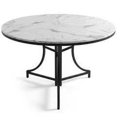 Table ronde pliante gain de place Foldine Ø100cm Métal Noir et Effet marbre Blanc