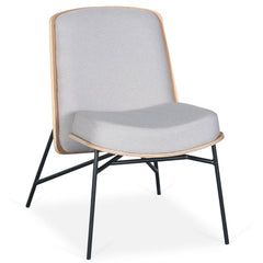 Sillón Brenyo de madera y tela gris claro