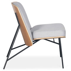 Sillón Brenyo de madera y tela gris claro