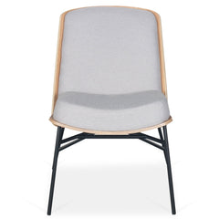 Sillón Brenyo de madera y tela gris claro
