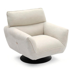 Fauteuil pivotant moderne avec dossier réglable Ghislain Velours côtelé Crème
