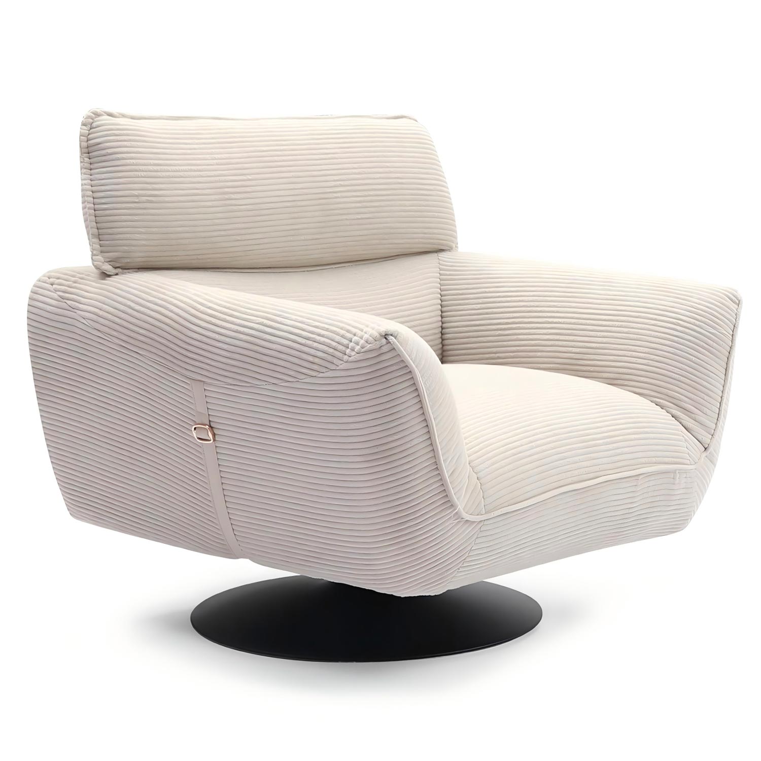Fauteuil pivotant moderne avec dossier réglable Ghislain Velours côtelé Crème