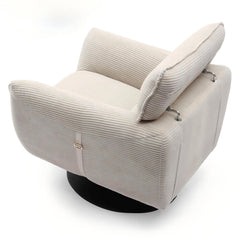 Fauteuil pivotant moderne avec dossier réglable Ghislain Velours côtelé Crème