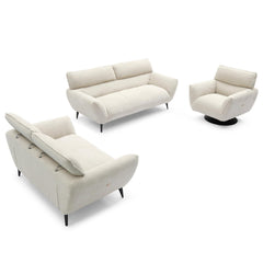 Fauteuil pivotant moderne avec dossier réglable Ghislain Velours côtelé Crème