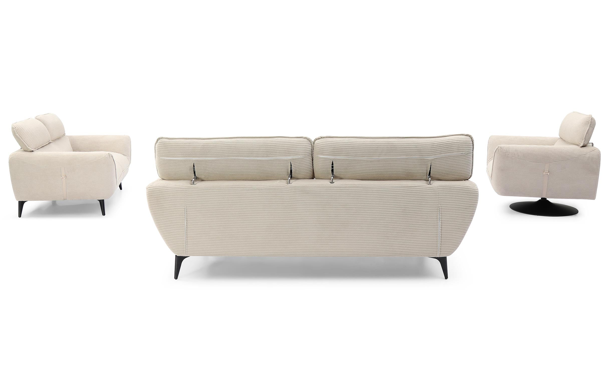 Fauteuil pivotant moderne avec dossier réglable Ghislain Velours côtelé Crème