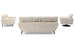 Fauteuil pivotant moderne avec dossier réglable Ghislain Velours côtelé Crème