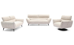 Fauteuil pivotant moderne avec dossier réglable Ghislain Velours côtelé Crème