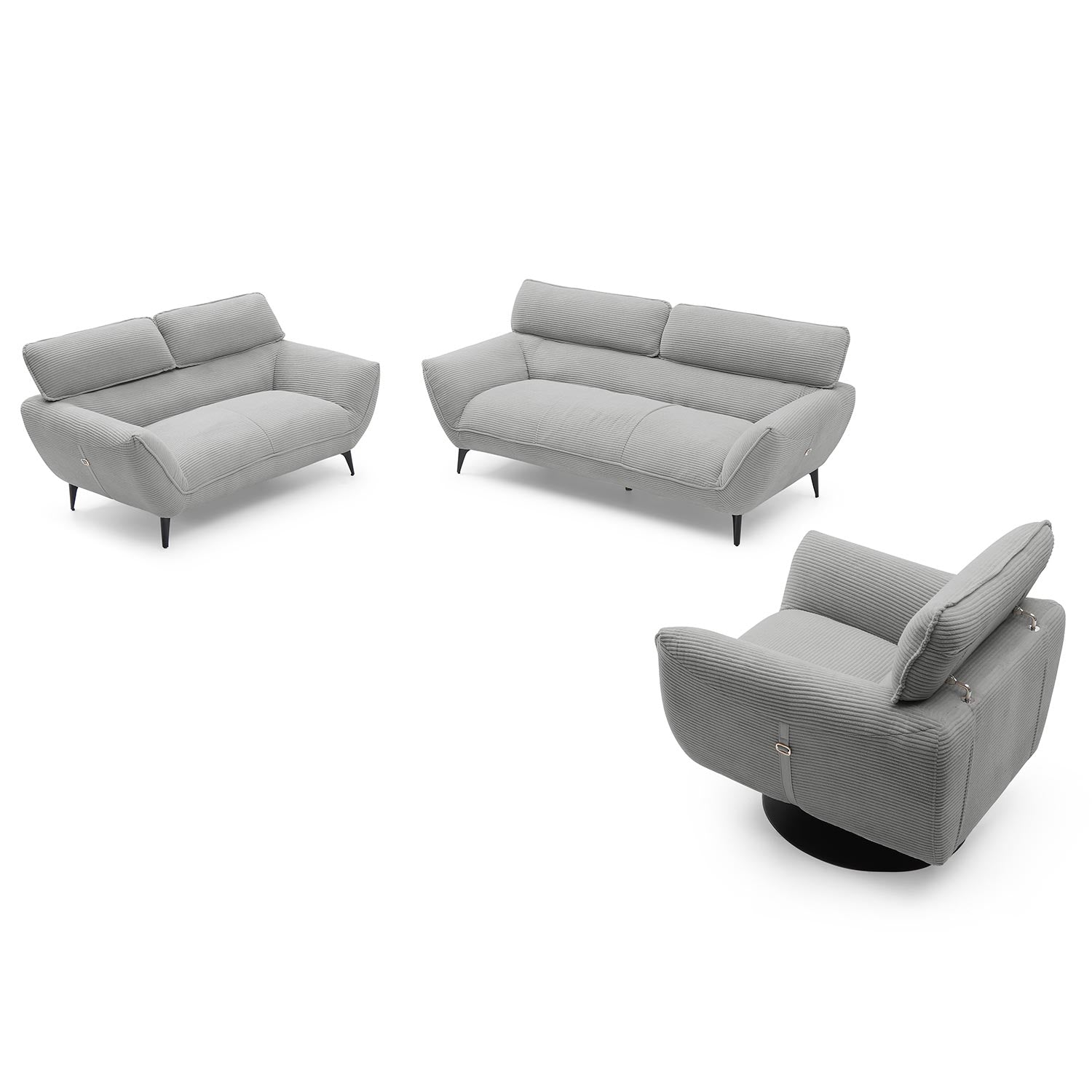 Canapé 2 places moderne avec dossier réglable Ghislain Velours côtelé Gris