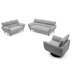 Canapé 2 places moderne avec dossier réglable Ghislain Velours côtelé Gris