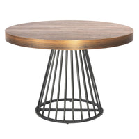 Table extensible ronde en bois noisette avec pieds noirs