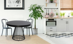 Table ronde extensible noire avec rallonges