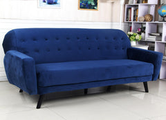Canapé convertible scandinave Helios velours Bleu