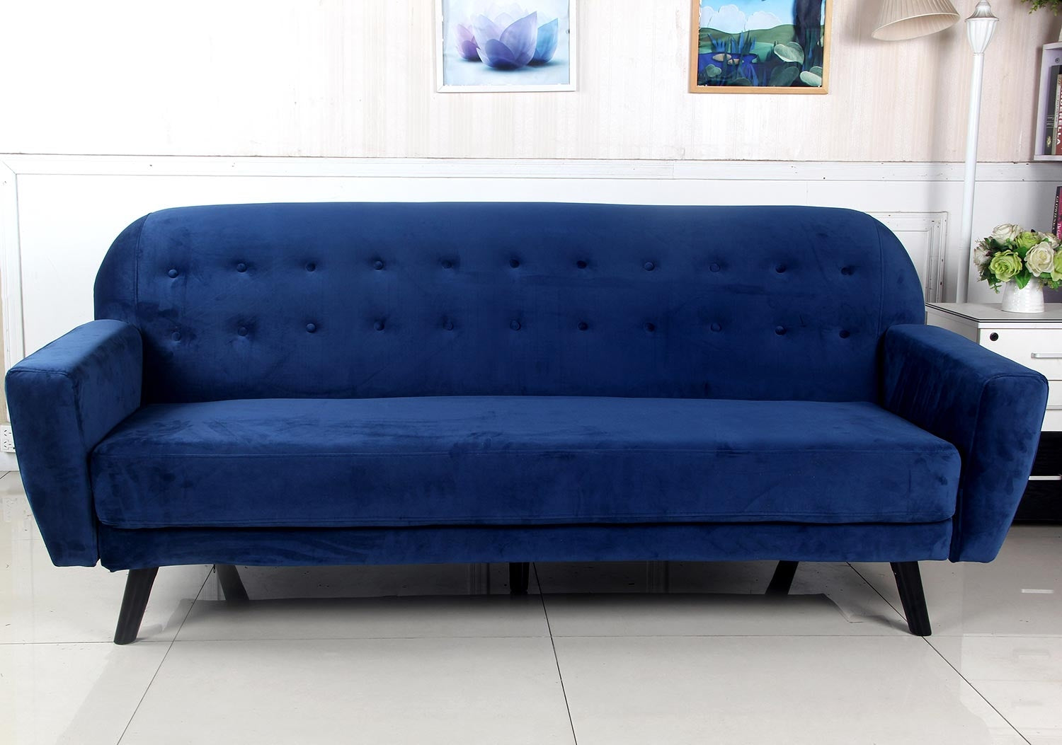 Canapé convertible scandinave Helios velours Bleu