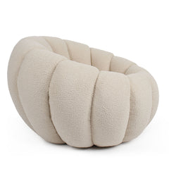 Sillón Bellina diseño concha tejido borreguito crema