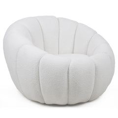 Sillón Bellina diseño concha tejido borreguito crema