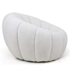 Sillón Bellina diseño concha tejido borreguito crema