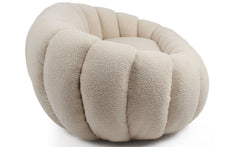 Canapé 2 Places design coquillage Horizan Tissu bouclette Crème