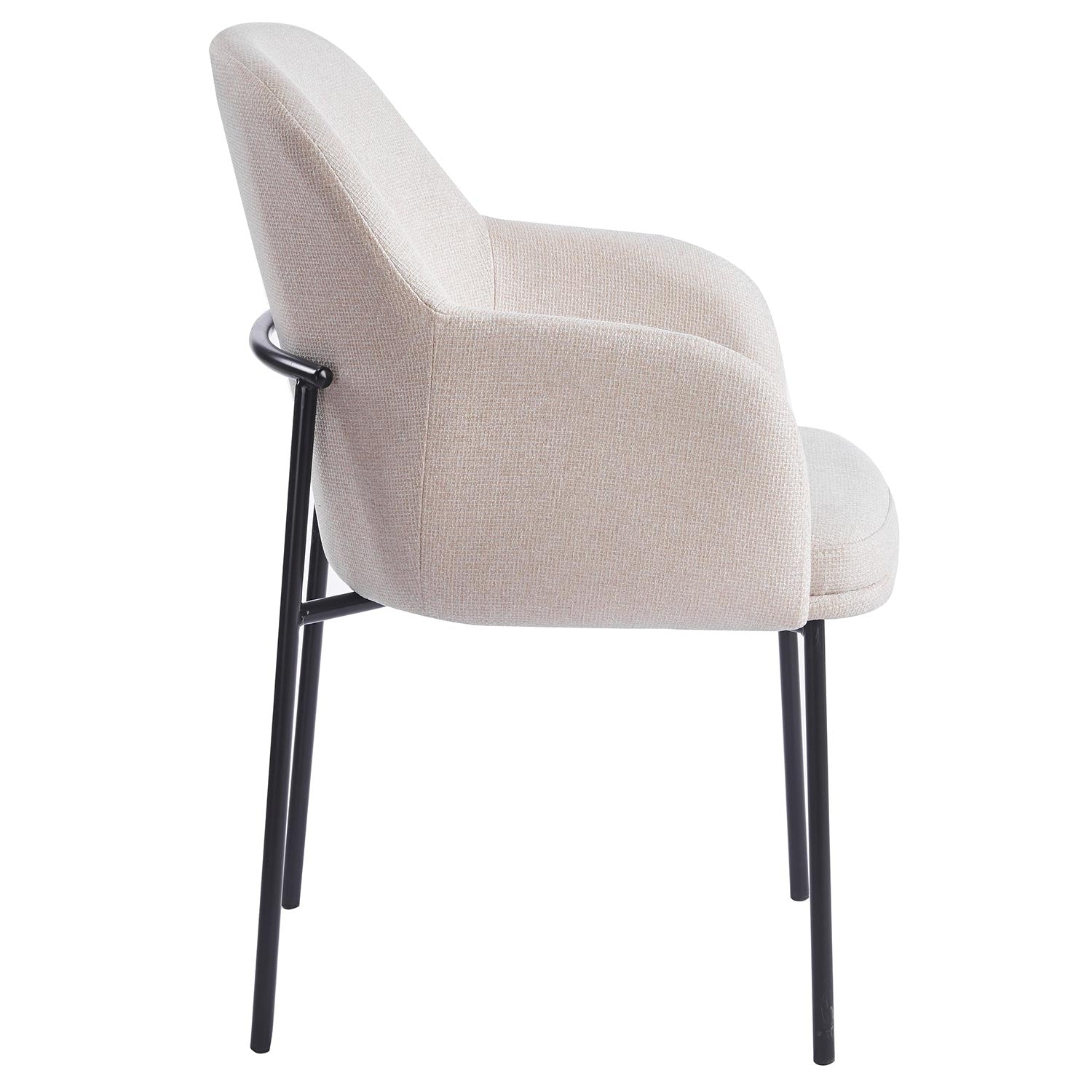 Lot de 2 chaises modernes matelassées Inaya Métal Noir et Tissu Beige