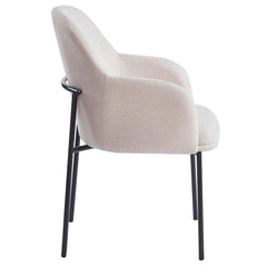 Lot de 2 chaises modernes matelassées Inaya Métal Noir et Tissu Beige