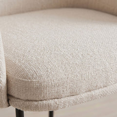 Lot de 2 chaises modernes matelassées Inaya Métal Noir et Tissu Beige