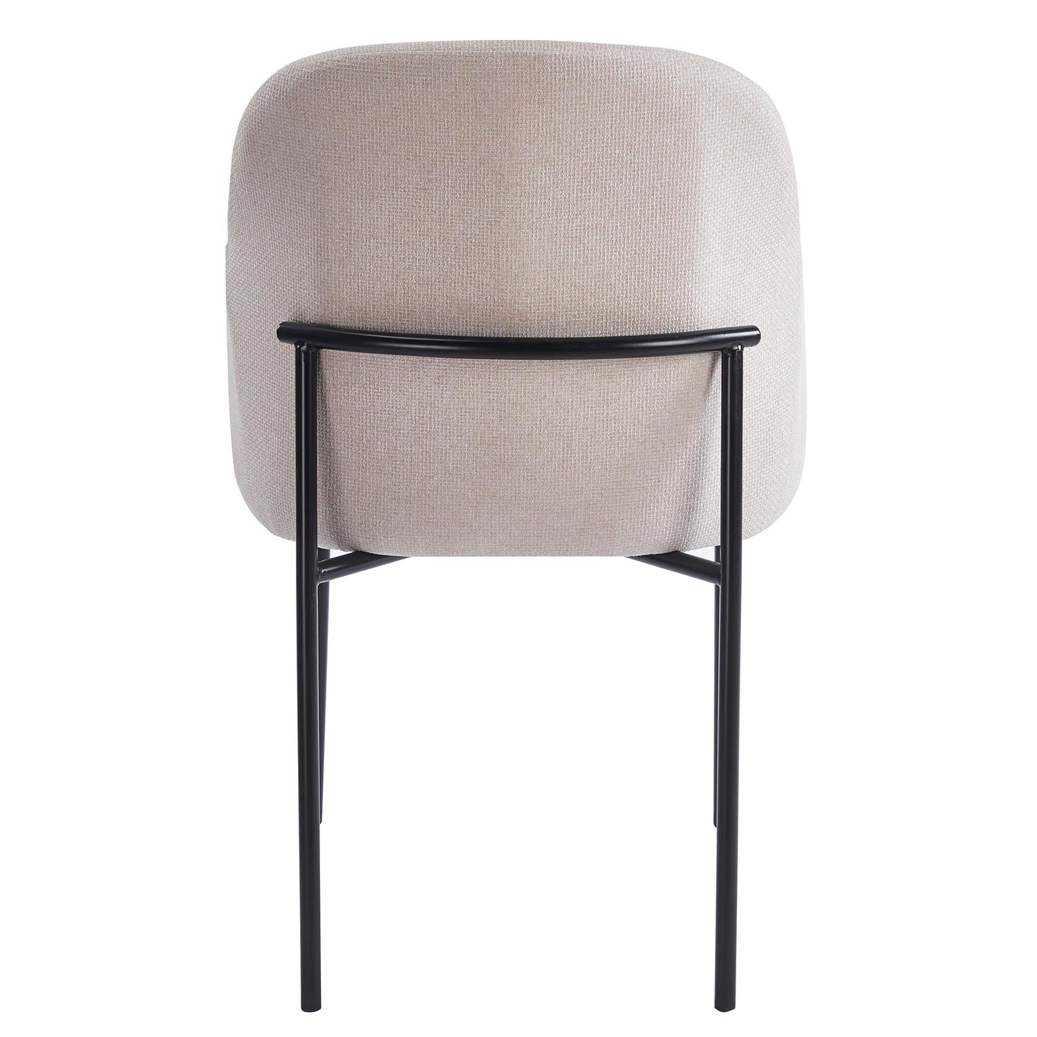 Lot de 4 chaises modernes matelassées Inaya Métal Noir et Tissu Beige
