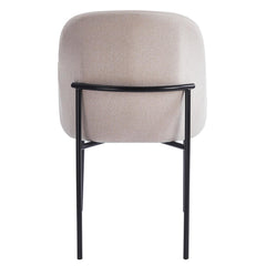 Lot de 4 chaises modernes matelassées Inaya Métal Noir et Tissu Beige