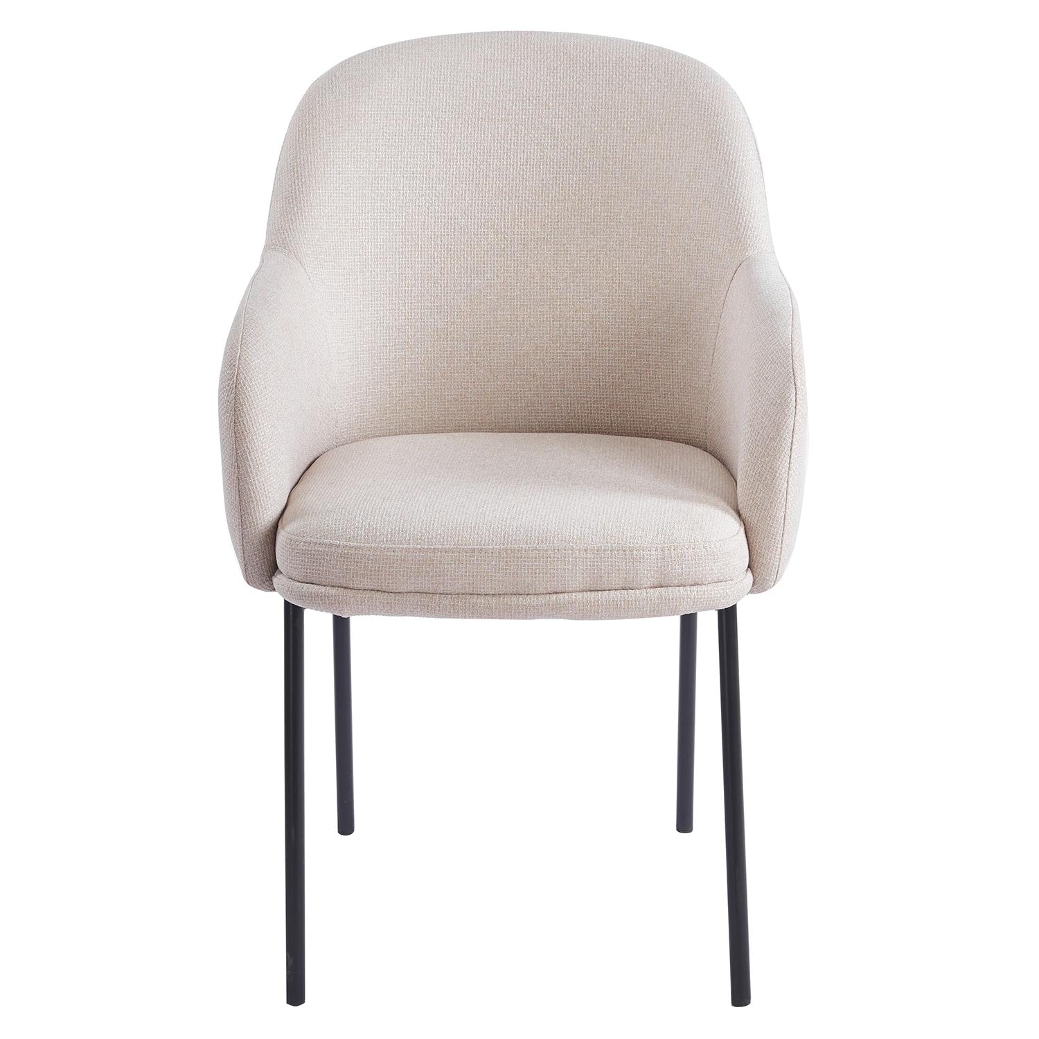 Lot de 2 chaises modernes matelassées Inaya Métal Noir et Tissu Beige