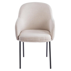 Lot de 2 chaises modernes matelassées Inaya Métal Noir et Tissu Beige