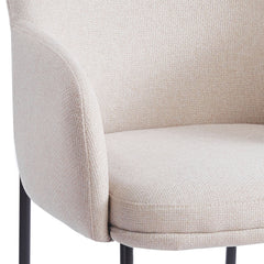 Lot de 4 chaises modernes matelassées Inaya Métal Noir et Tissu Beige