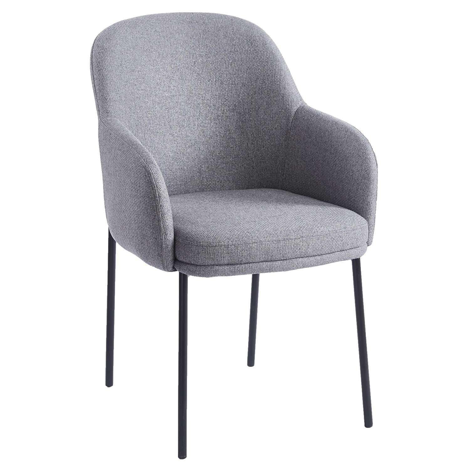Lot de 6 chaises modernes matelassées Inaya Métal Noir et Tissu Gris