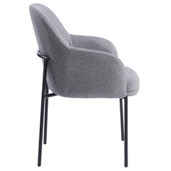 Lot de 6 chaises modernes matelassées Inaya Métal Noir et Tissu Gris