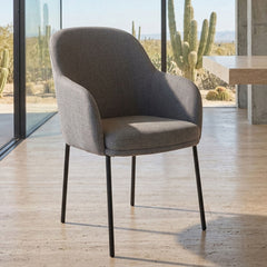 Lot de 6 chaises modernes matelassées Inaya Métal Noir et Tissu Gris