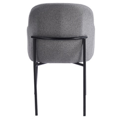 Lot de 6 chaises modernes matelassées Inaya Métal Noir et Tissu Gris