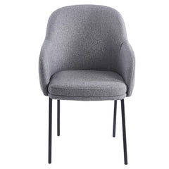 Lot de 6 chaises modernes matelassées Inaya Métal Noir et Tissu Gris